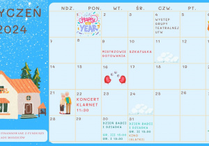 Kartka z kalendarza z wydarzeniami zaplanowanymi na miesiąc styczeń
