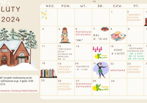 Kartka z kalendarza z wydarzeniami zaplanowanymi na miesiąc luty