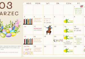 Kartka z kalendarza z wydarzeniami zaplanowanymi na miesiąc marzec