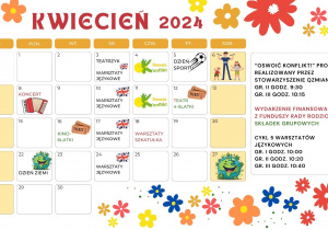 Kartka z kalendarza z wydarzeniami zaplanowanymi na miesiąc kwiecień