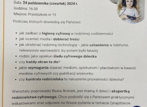 Warsztaty dla rodziców "Technologie i maluchy - praktyczne wskazówki dla rodziców przedszkolaków"