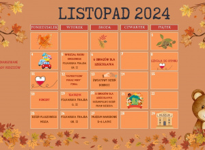 Kartka z kalendarza z wydarzeniami na miesiąc listopad