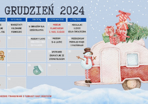 Kartka z kalendarza z wydarzeniami na miesiąc grudzień
