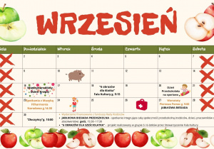 Kartka z kalendarza z wydarzeniami na miesiąc wrzesień