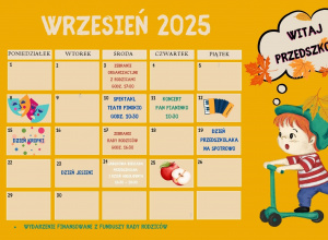 Kartka z kalendarza z wydarzeniami na miesiąc wrzesień