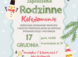 plakat informujący o spotkaniu świątecznym dla rodziców i dzieci