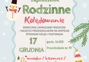 plakat informujący o spotkaniu świątecznym dla rodziców i dzieci
