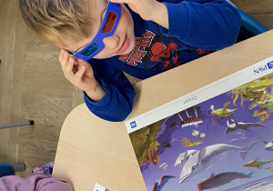 Dziecko w okularach 3D z planszą ocean