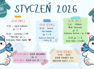 Informator z wydarzeniami na styczeń w przedszkolu