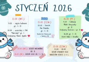 Informator z wydarzeniami na styczeń w przedszkolu