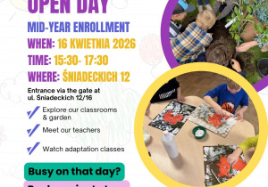 Plakat informujący o Dniu Otwartym w języku angielskim