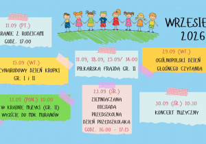 kartka z wydarzeniami zaplanowanym na wrzesień